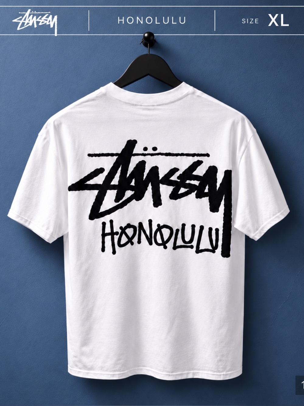 Stussy Honolulu Chapter T Shirt White XL NWOT Cut Tag Rare Back Logo Tee